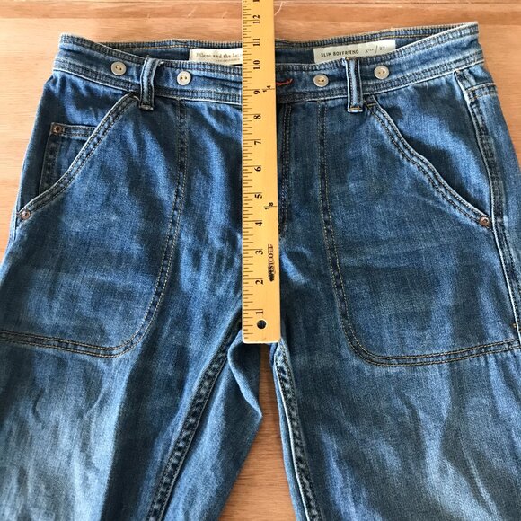 Pilcro and the Letterpress Slim Boyfriend Jeans Women 27 Blue Mid Rise Stretch - Picture 10 of 15